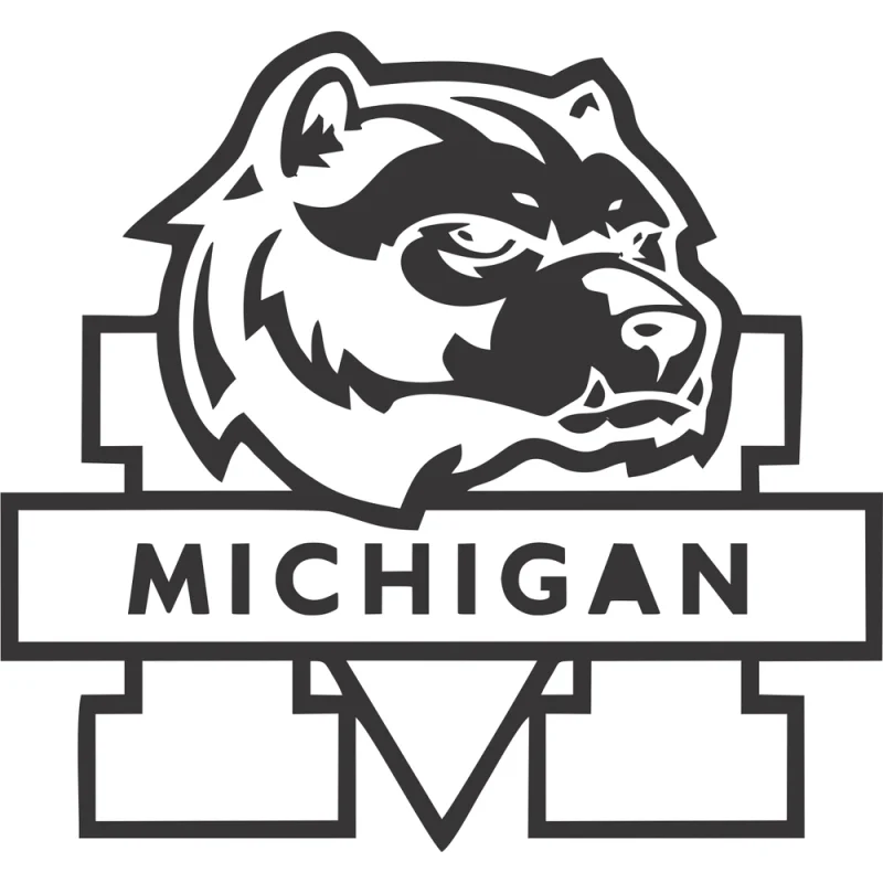 Michigan wolverines - new on BDS and SSUSA using attributes Michigan M with Wolverine - Die Cut Vinyl Decal - Custom Size