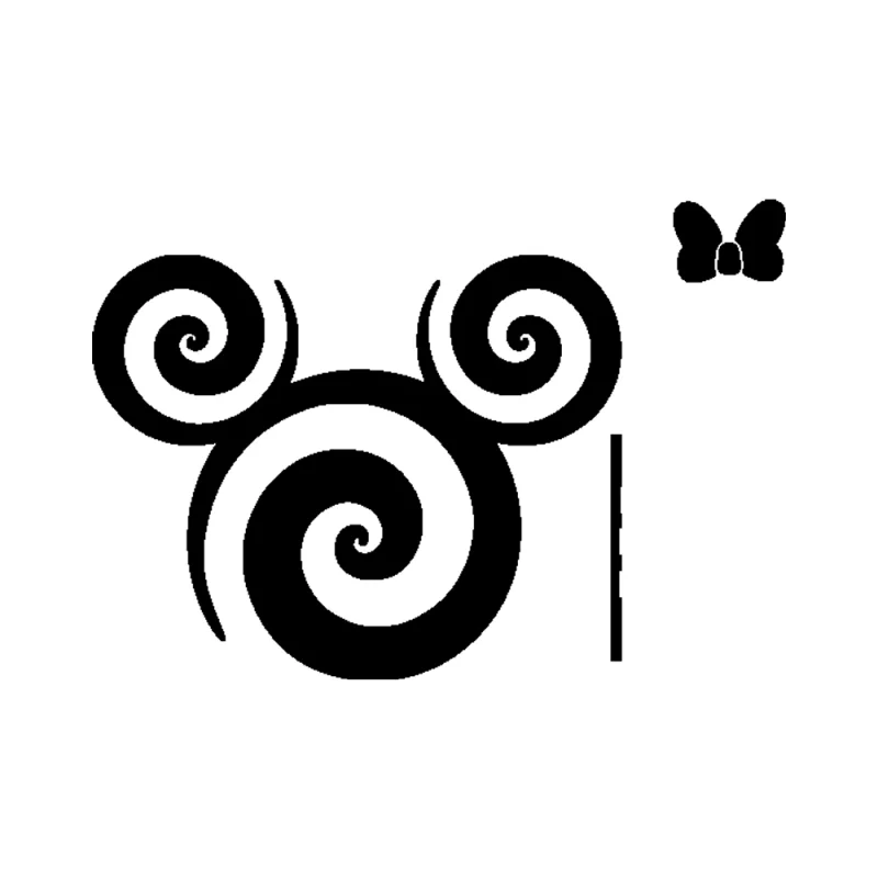 Mickey or Minnie Mouse Swirl Vinyl Decal - Custom Size