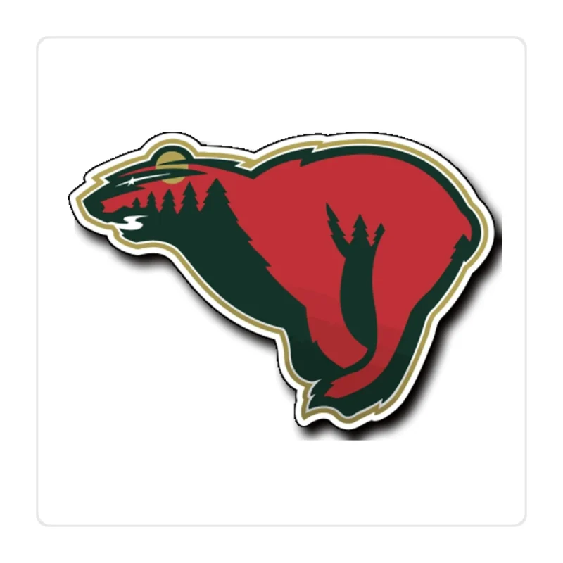 Minnesota Wild - Bear - Full Color Vinyl Sticker - Custom Size