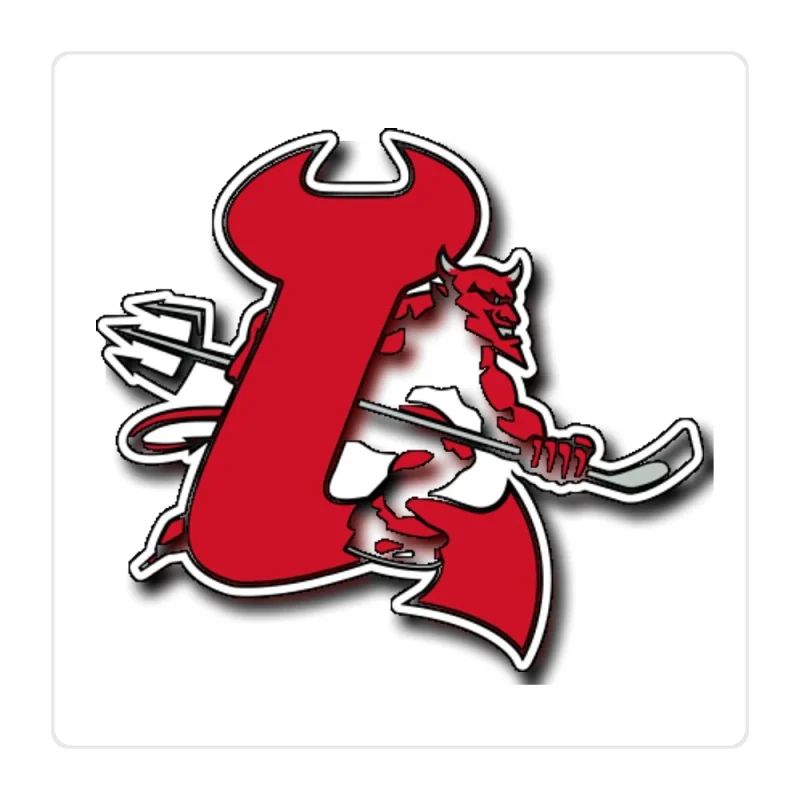New Jersey Devils - Devil With Hockey Stick - Full Color Vinyl Sticker - Custom Size