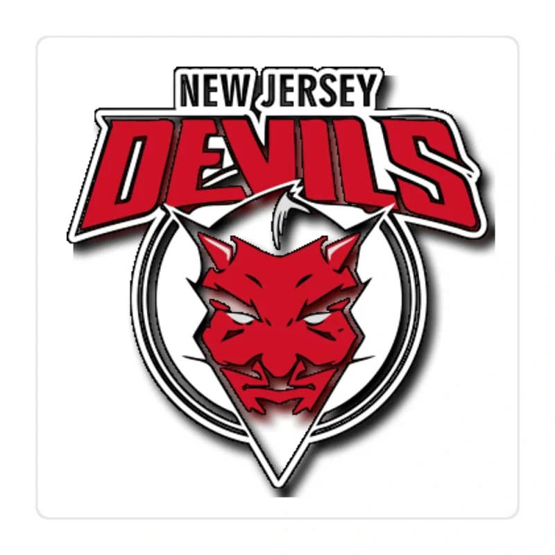 New Jersey Devils - Devil With Name On Top - Full Color Vinyl Sticker - Custom Size