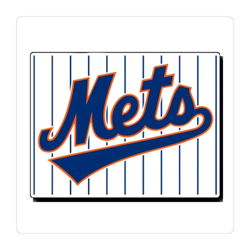 New York Mets - Square with stripes - Full Color Vinyl Sticker - Custom Size