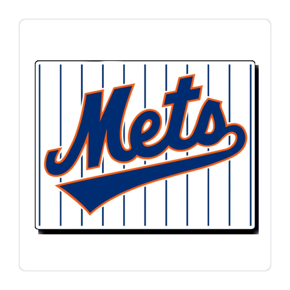 New York Mets - Square with stripes - Full Color Vinyl Sticker - Custom Size