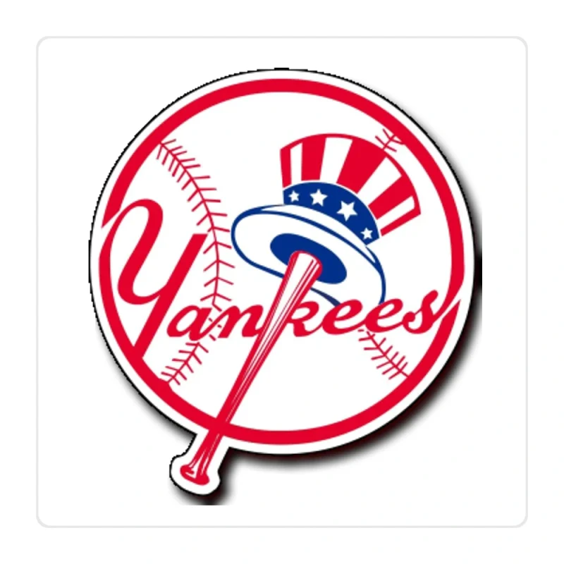 New York Yankees - Baseball With Yankees - Full Color Vinyl Sticker - Custom Size