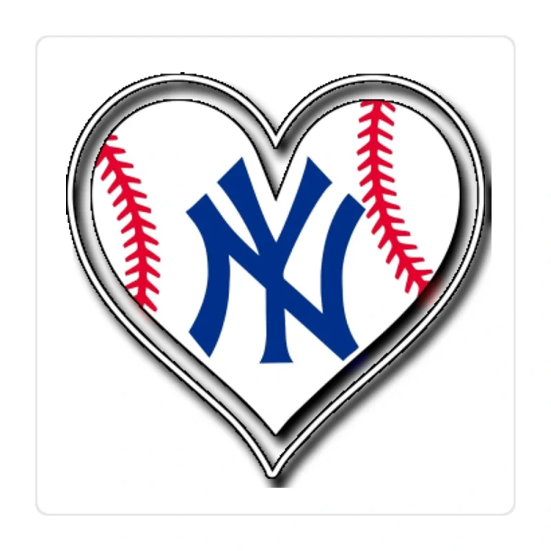 New York Yankees - Heart - Full Color Vinyl Sticker - Custom Size