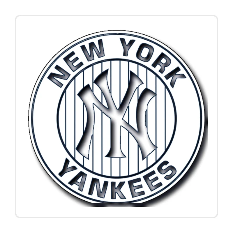 New York Yankees - White Circle With Stripes And Blue Words - Full Color Vinyl Sticker - Custom Size