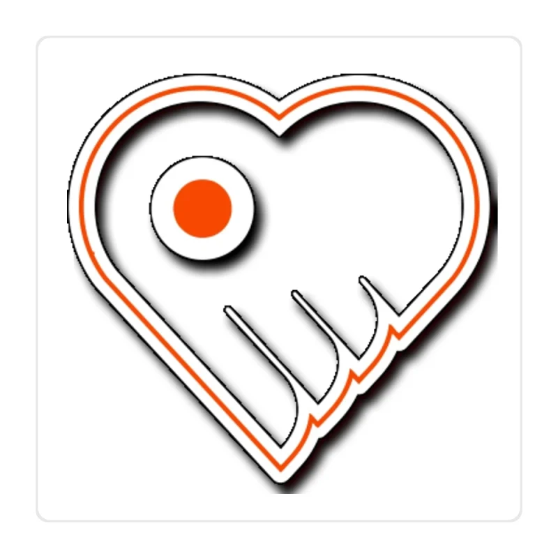 Philadelphia Flyers - Heart - Full Color Vinyl Sticker - Custom Size