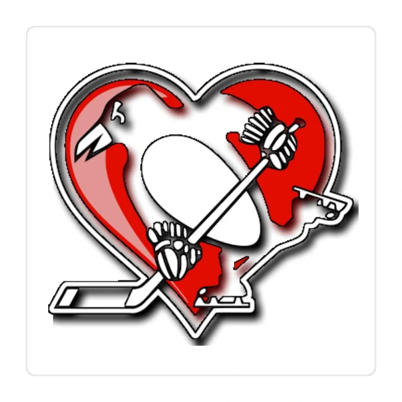 Pittsburgh Penguins - Heart - Full Color Vinyl Sticker - Custom Size