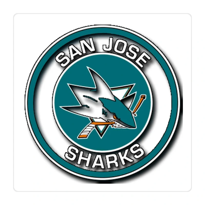 San Jose Sharks - Circle - Full Color Vinyl Sticker - Custom Size