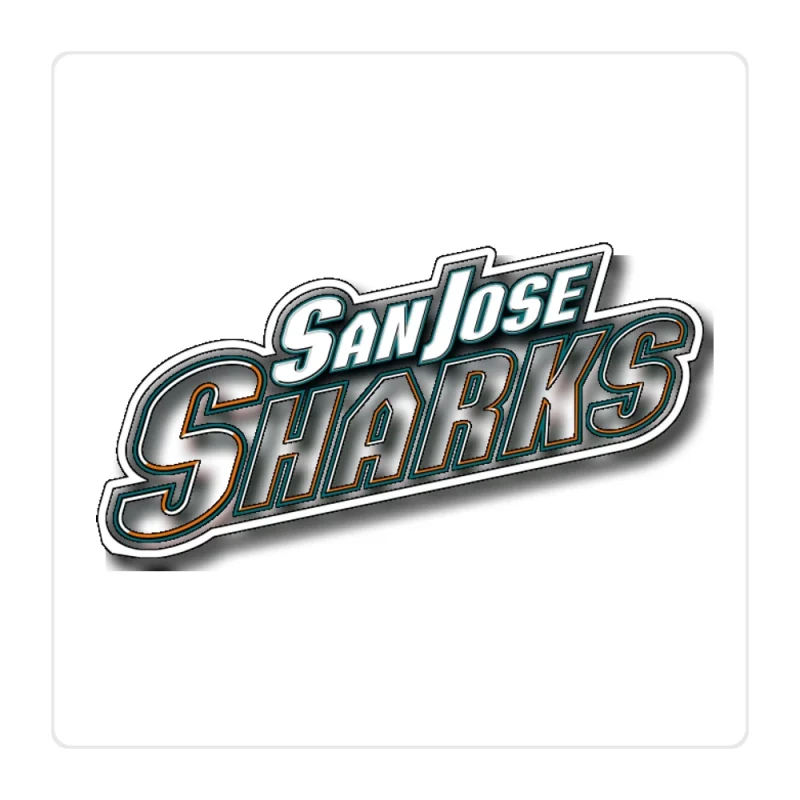 San Jose Sharks - Name Slanted - Full Color Vinyl Sticker - Custom Size