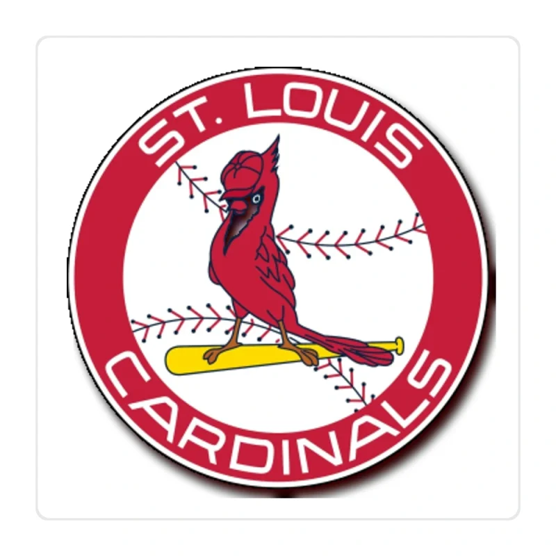St. Louis Cardinals - Circle With Baseball And Bird In Middle - Full Color Vinyl Sticker - Custom Size