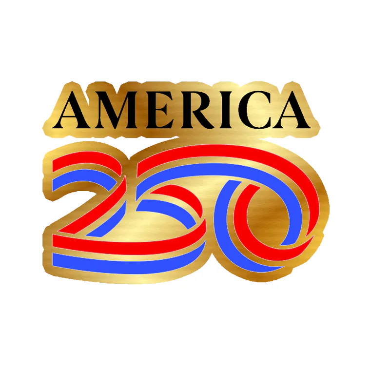 America 250 logo - Gold Chrome Vinyl Sticker - Custom Size