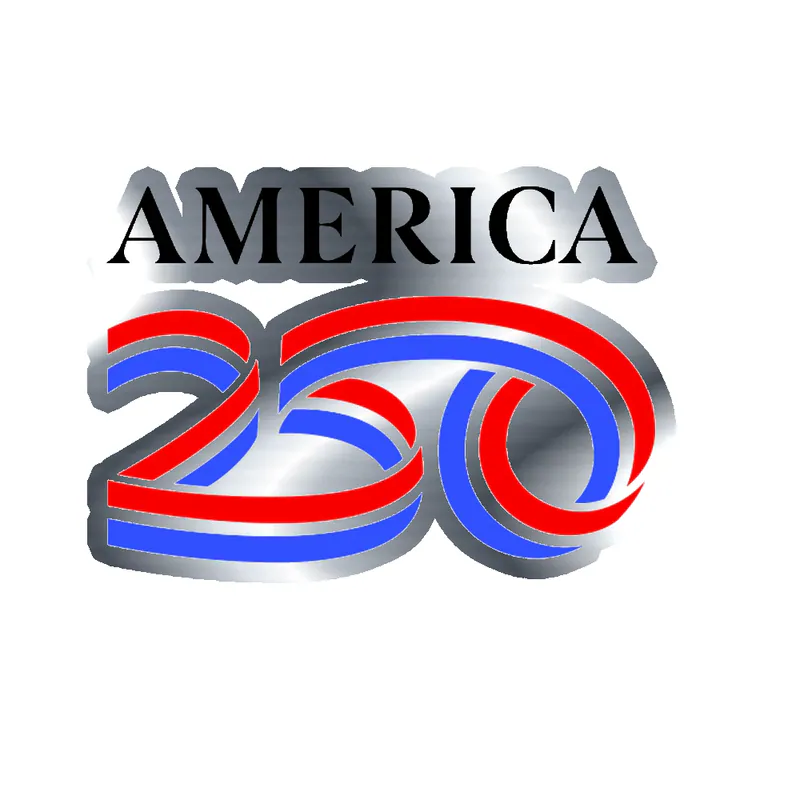America 250 logo - Silver Chrome Vinyl Sticker - Custom Size