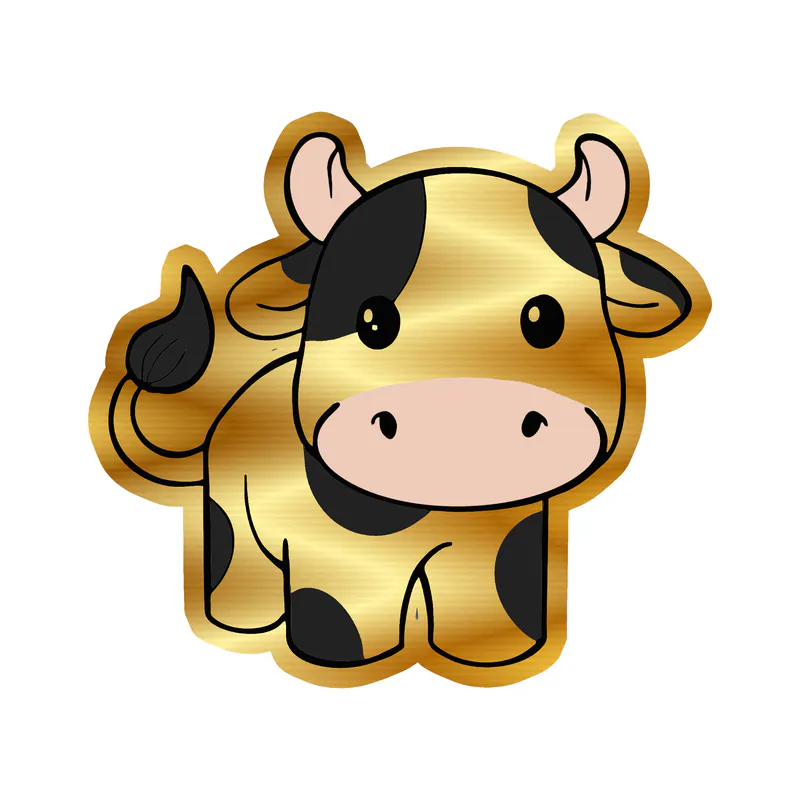 Cow - Gold Chrome Vinyl Sticker - Custom Size