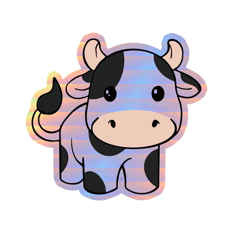 Cow - Holographic Vinyl Sticker - Custom Size