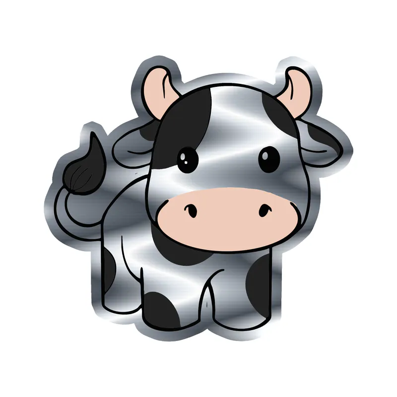 Cow - Silver Chrome Vinyl Sticker - Custom Size