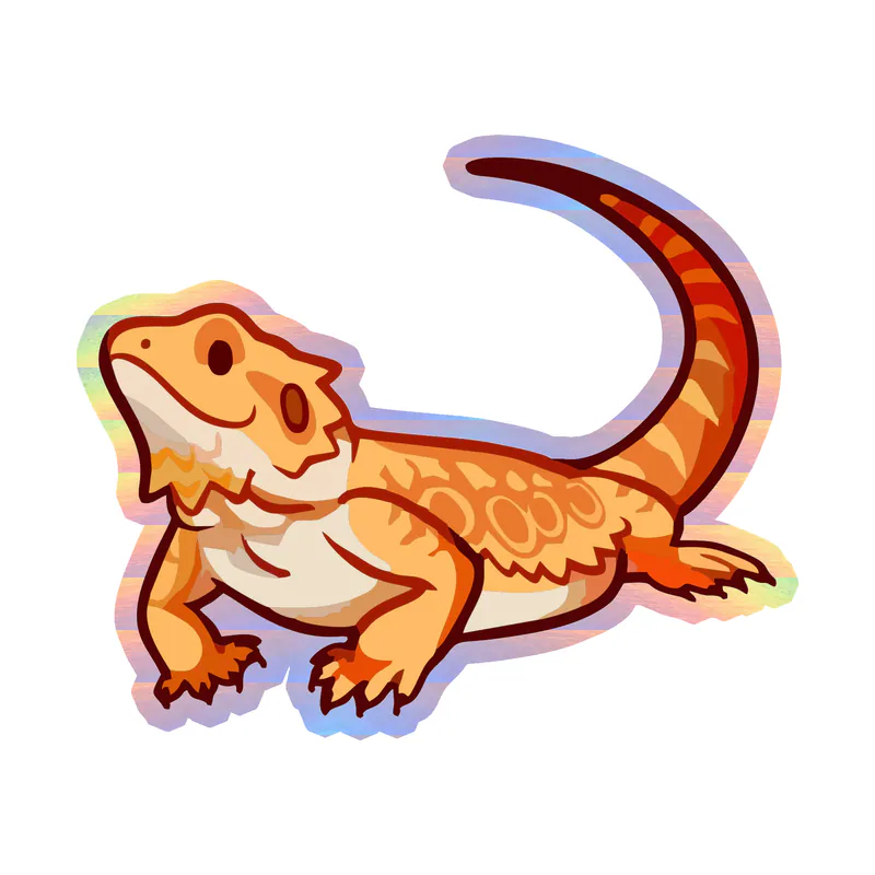Bearded Dragon - Holographic Vinyl Sticker - Custom Size