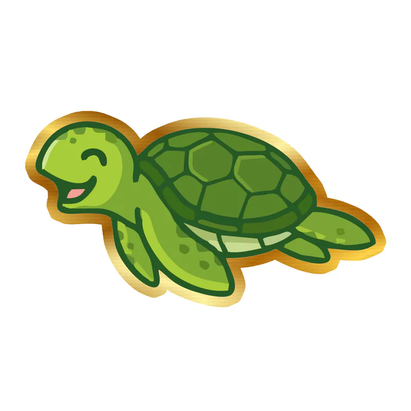 Turtle - Gold Chrome Vinyl Sticker - Custom Size