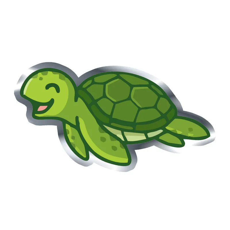 Turtle - Silver Chrome Vinyl Sticker - Custom Size