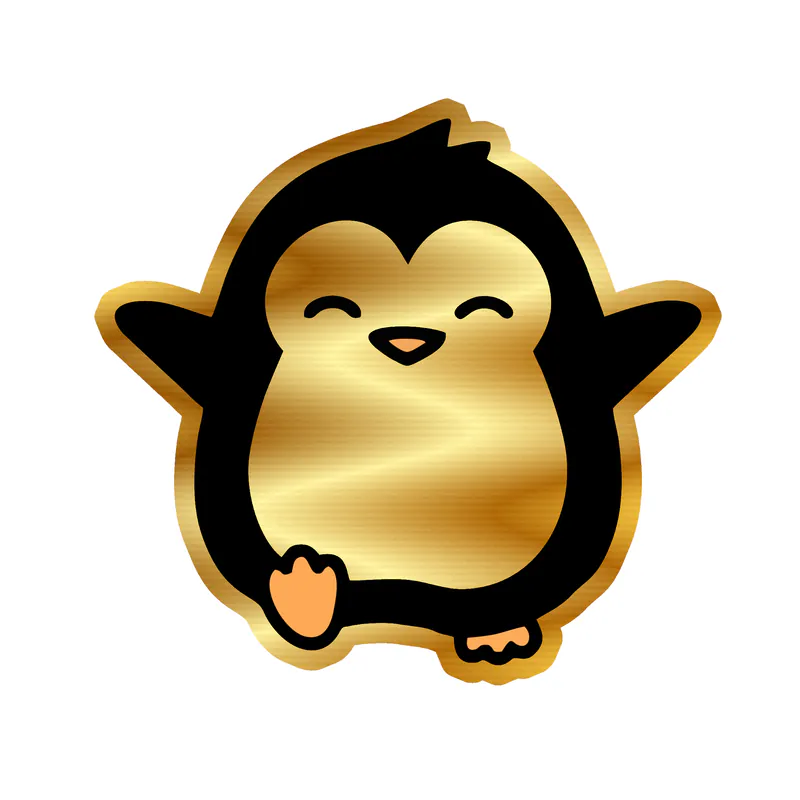 Penguin - Gold Chrome Vinyl Sticker - Custom Size