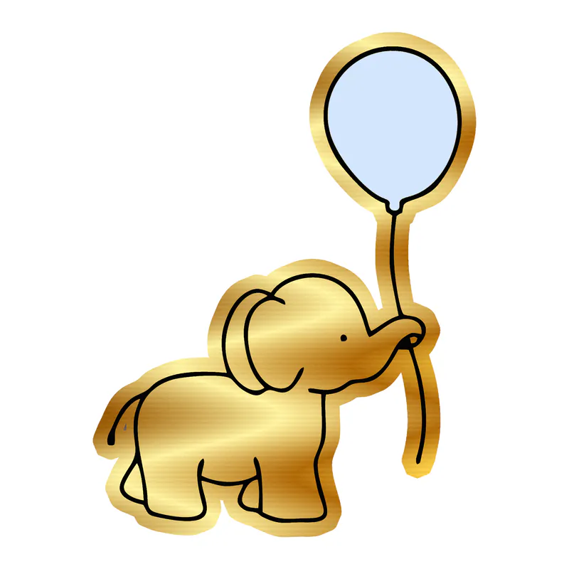 Elephant - Gold Chrome Vinyl Sticker - Custom Size