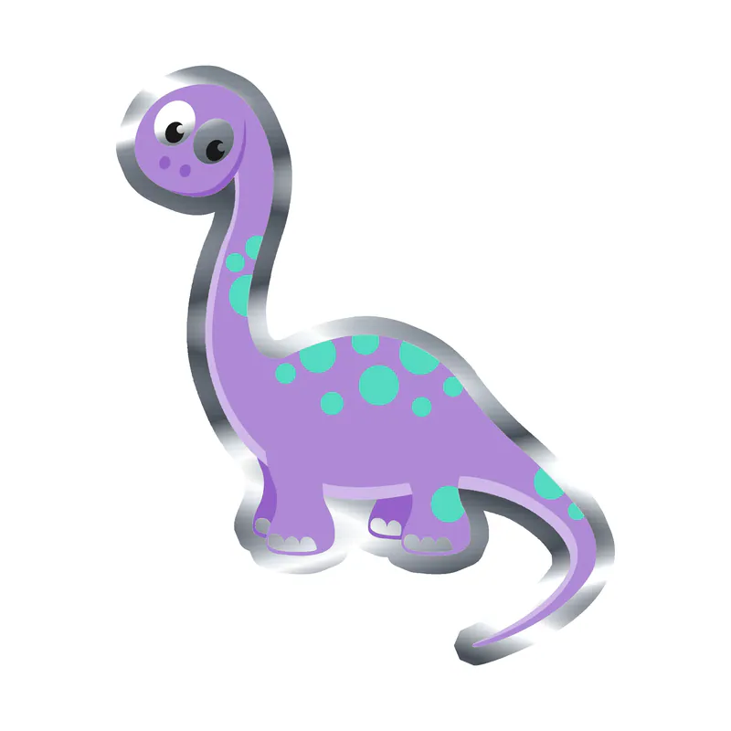 Dinosaur - Silver Chrome Vinyl Sticker - Custom Size