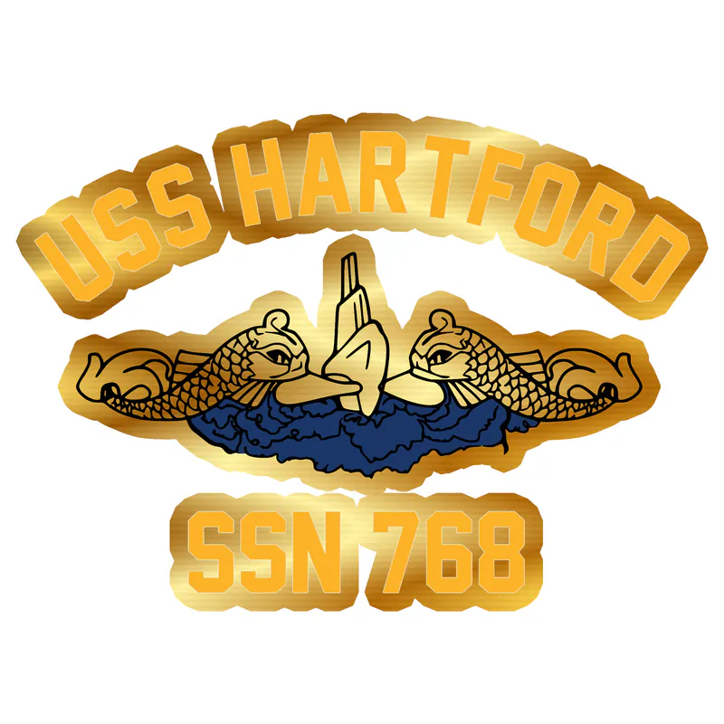 USS Hartford SSN 768 Gold Chrome Vinyl Sticker - Custom Size