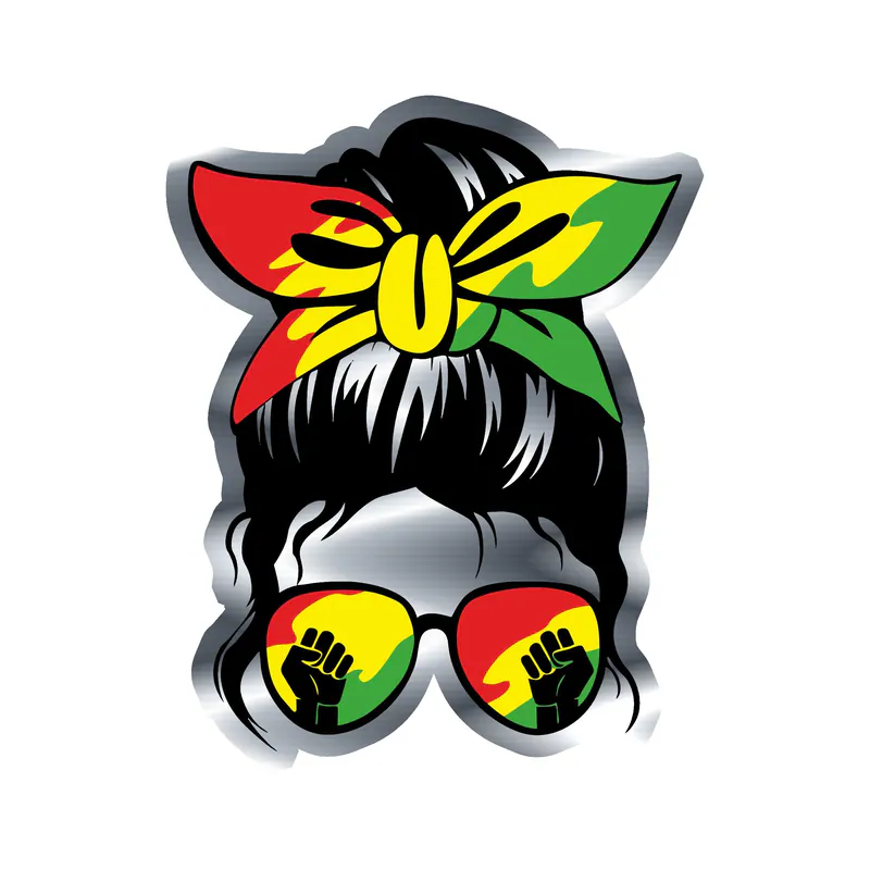Juneteenth Silver Chrome Vinyl Decals - Custom Size