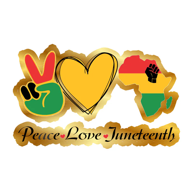 Juneteenth Gold Chrome Vinyl Decals - Custom Size