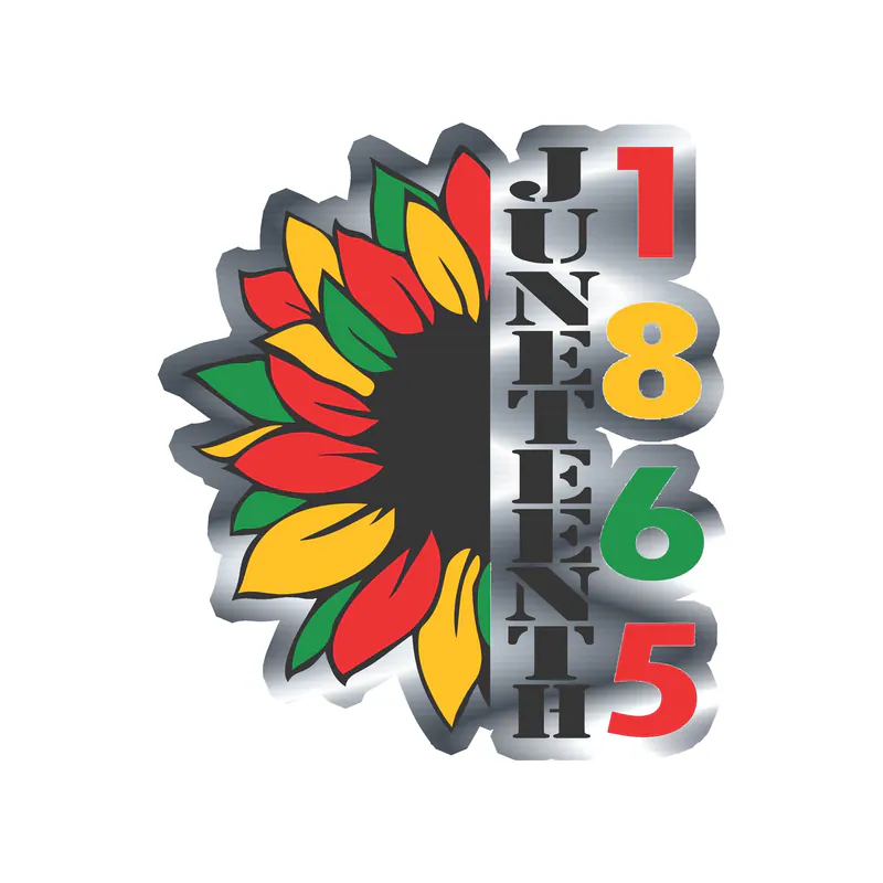 Juneteenth Silver Chrome Vinyl Decals - Custom Size