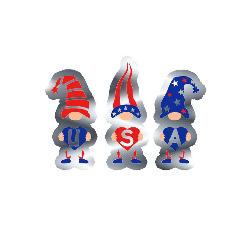 Fourth Of July Silver Chrome Vinyl Sticker - Custom Size