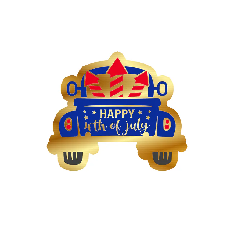 Fourth Of July Gold Chrome Vinyl Sticker - Custom Size