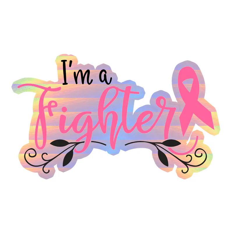 Breast Cancer Awareness Holographic Vinyl Decal - Custom Size