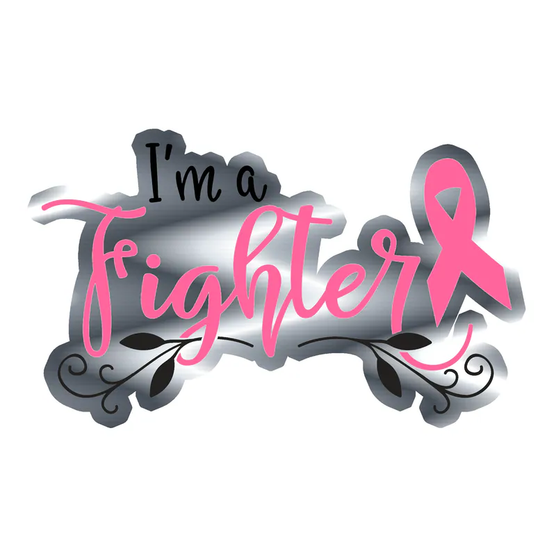 Breast Cancer Awareness Silver Chrome Vinyl Decal - Custom Size