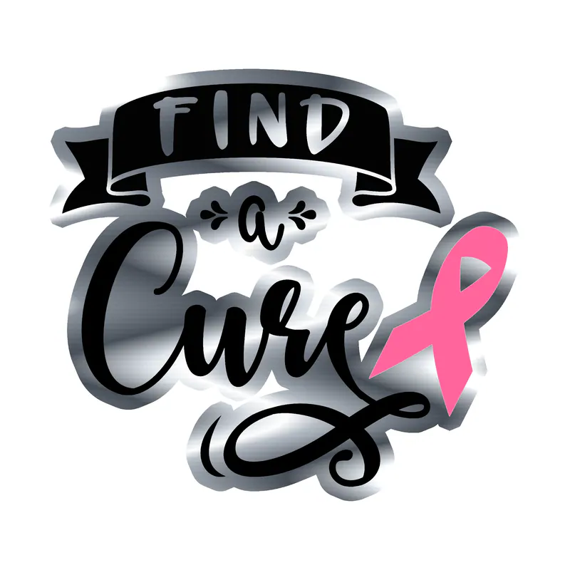 Breast Cancer Awareness Silver Chrome Vinyl Decal - Custom Size