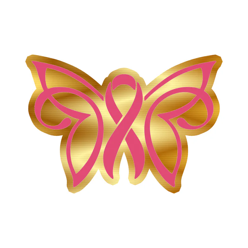 Breast Cancer Awareness Gold Chrome Vinyl Decal - Custom Size