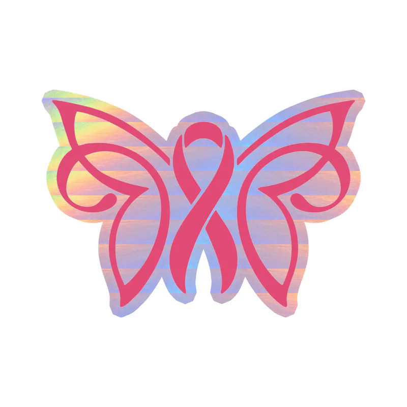 Breast Cancer Awareness Holographic Vinyl Decal - Custom Size