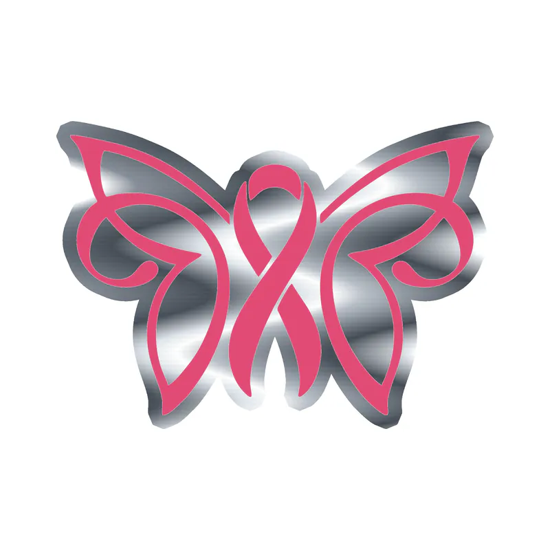 Breast Cancer Awareness Silver Chrome Vinyl Decal - Custom Size