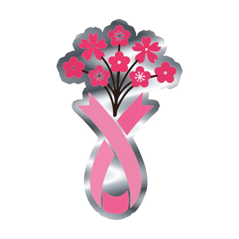 Breast Cancer Awareness Silver Chrome Vinyl Decal - Custom Size