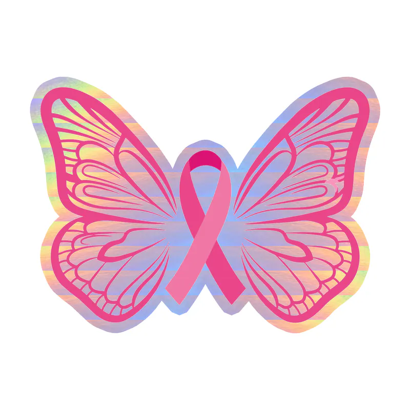 Breast Cancer Awareness Holographic Vinyl Decal - Custom Size