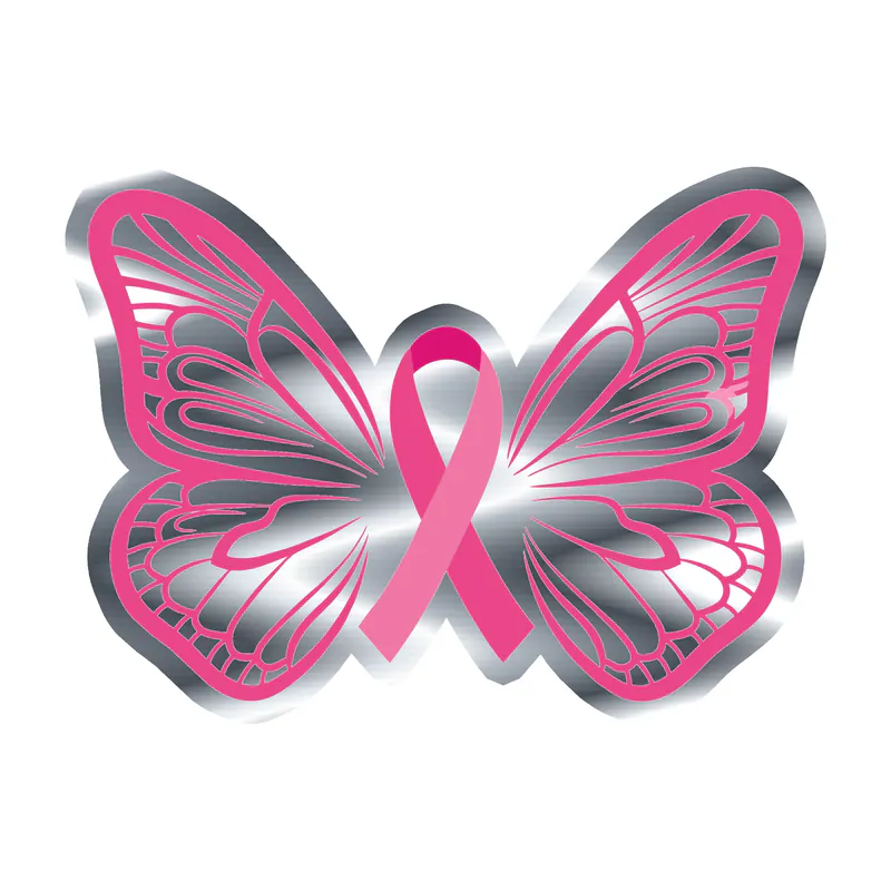 Breast Cancer Awareness Silver Chrome Vinyl Decal - Custom Size