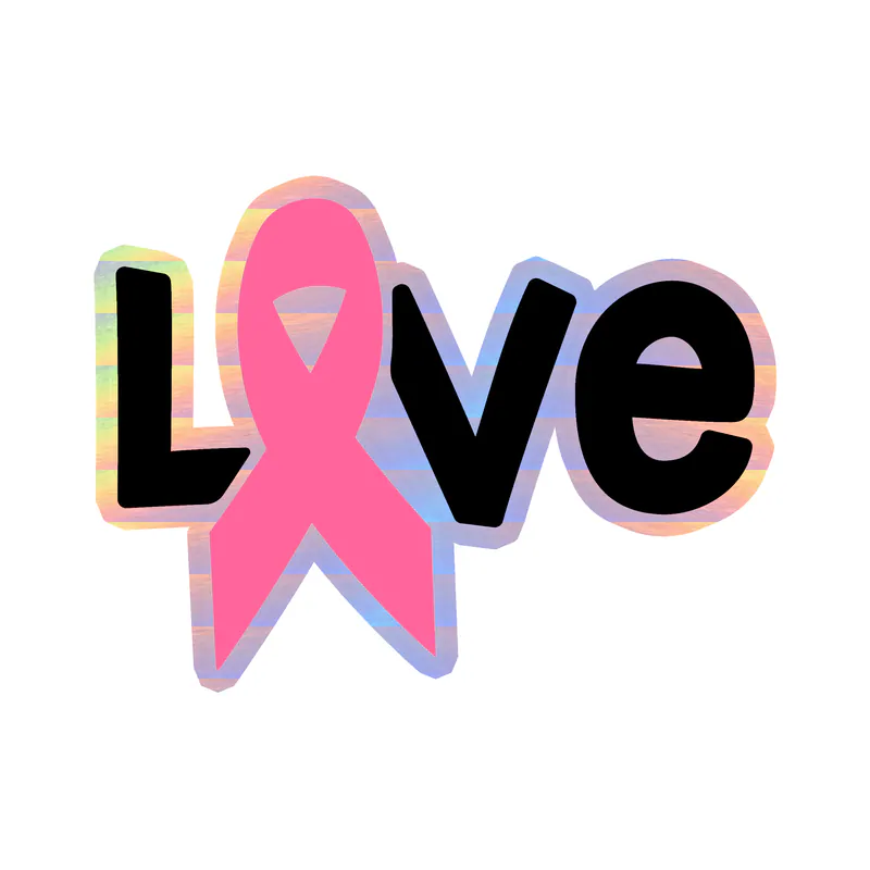 Breast Cancer Awareness Holographic Vinyl Decal - Custom Size