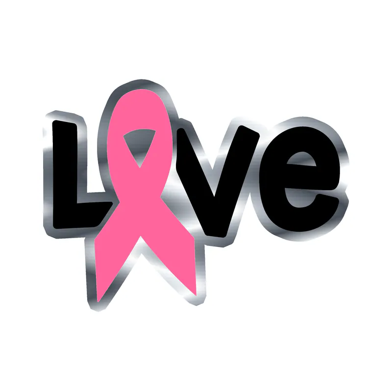 Breast Cancer Awareness Silver Chrome Vinyl Decal - Custom Size