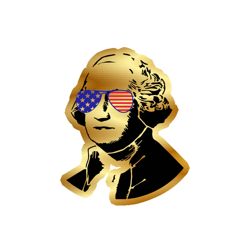 Fourth Of July Gold Chrome Vinyl Sticker - Custom Size