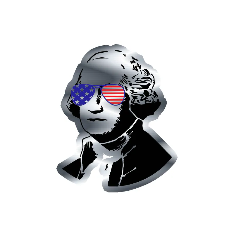 Fourth Of July Silver Chrome Vinyl Sticker - Custom Size