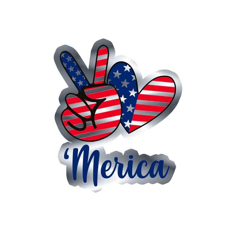 Fourth Of July Silver Chrome Vinyl Sticker - Custom Size