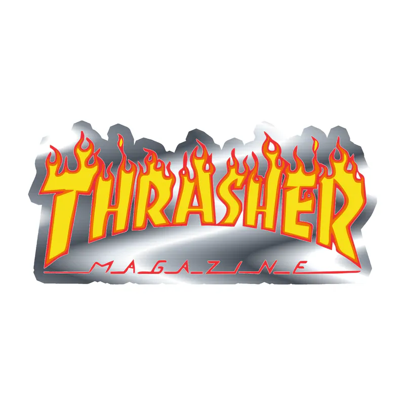 Thrasher Silver Chrome Vinyl Decal - Custom Size