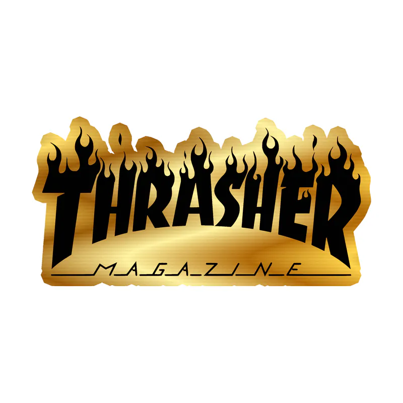Black and White Thrasher Gold Chrome Vinyl Decal - Custom Size