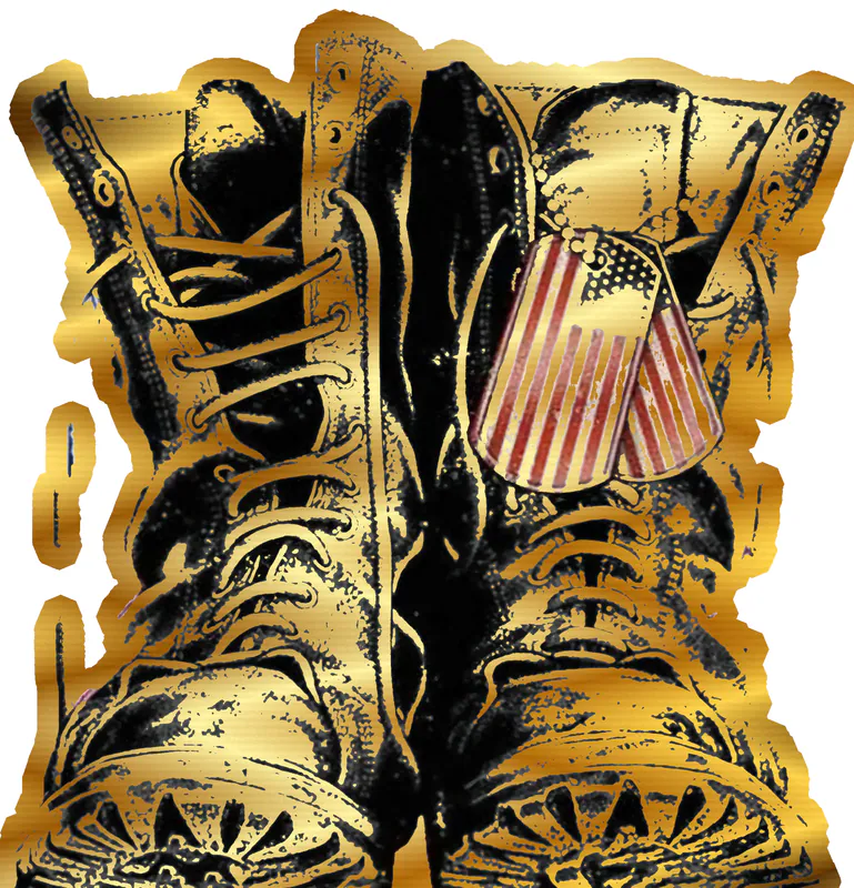 Custom for Chris C - Boots & Dog tags - Gold Chrome Vinyl Sticker - Custom Size