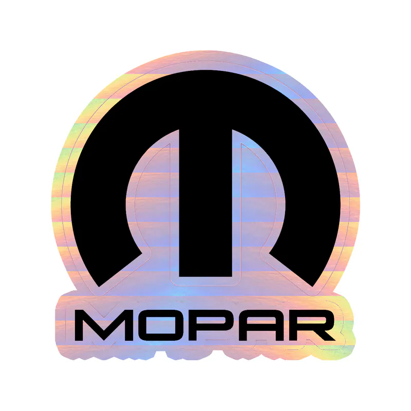 Mopar - Black M With Name - Holographic Vinyl Decal - Custom Size